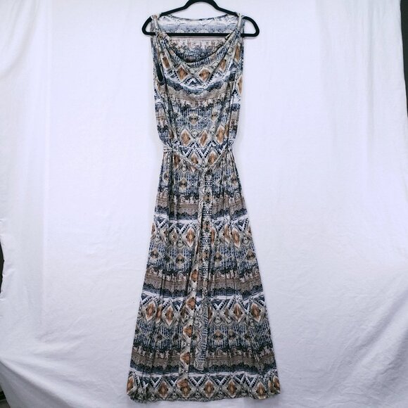 Mlle Gabrielle Multicolor Geometric Fun Stretchy Long Maxi Dress Size 2X - Picture 1 of 16